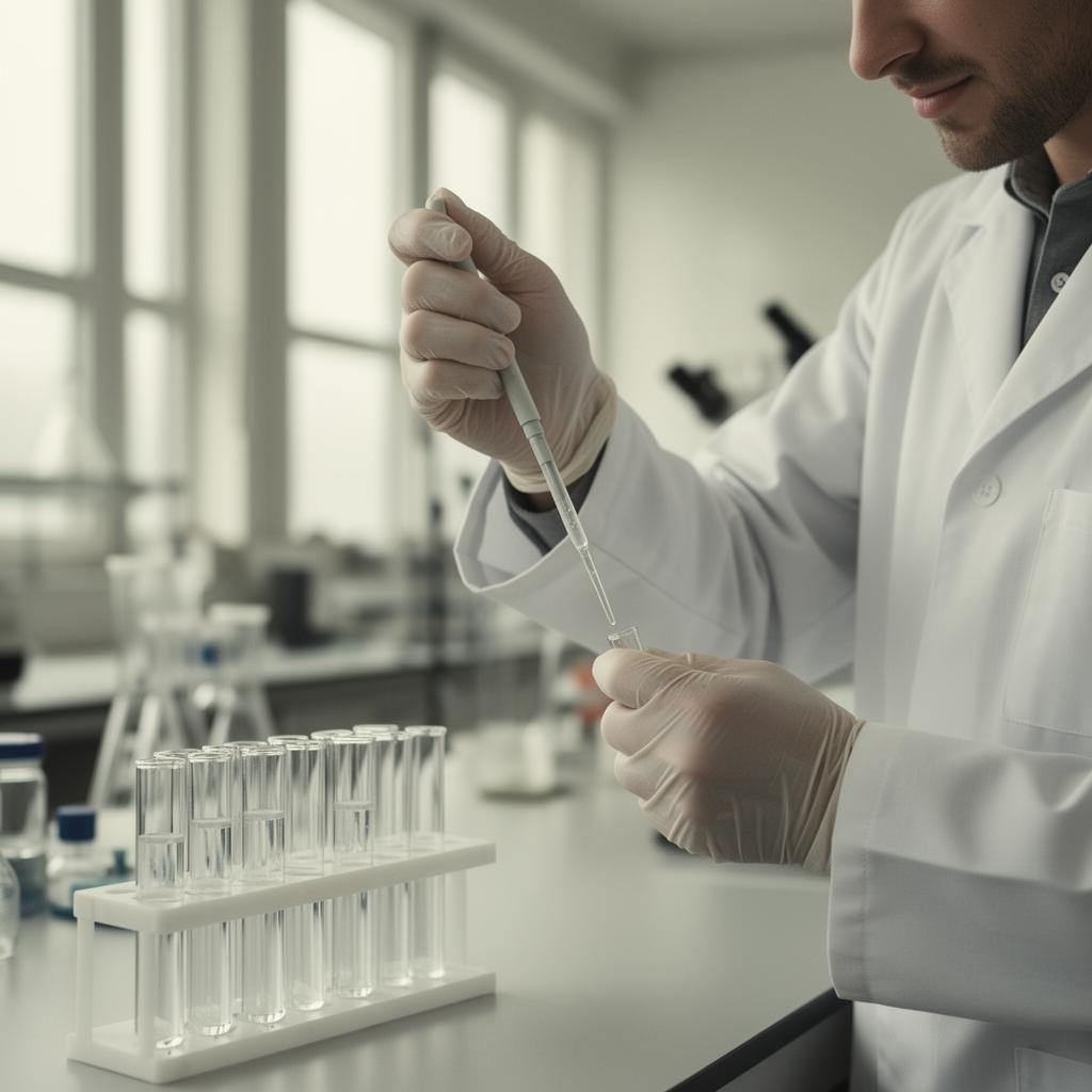 Scientist pipetting in a Swiss laboratory